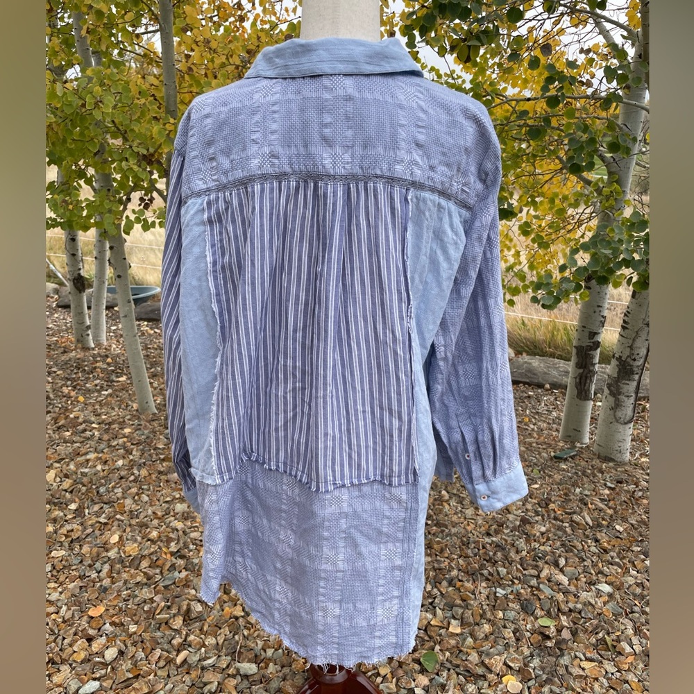 Sundance Blue Patchwork Distressed Oversized Cott… - image 5